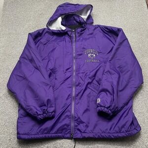 Cornell College Rams Jacket Mens XL Purple NCAA Football Hooded Windbreaker